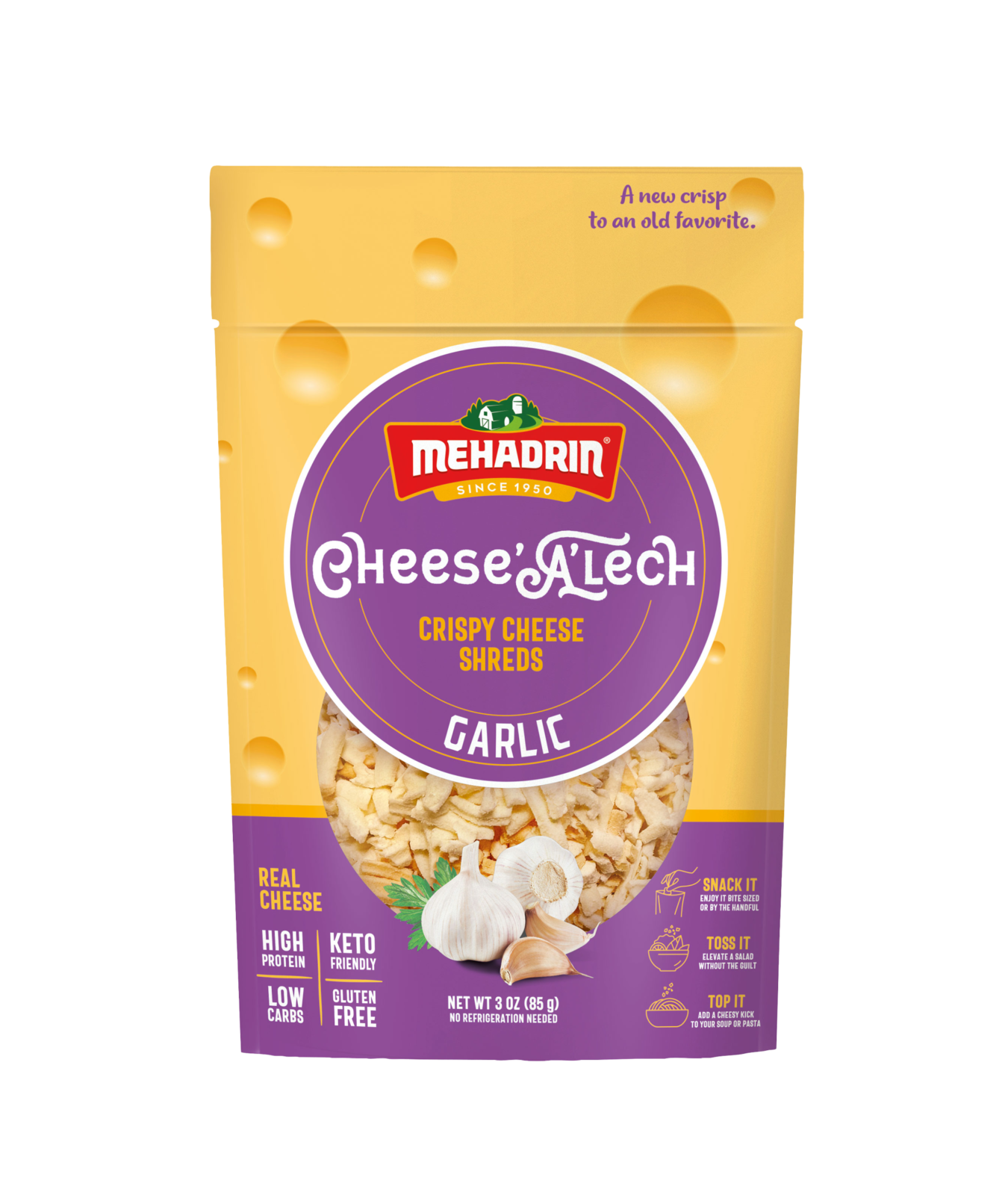 Mehadrin Cheese-Alech Shreds - Garlic