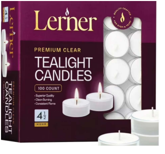 Lerner 4.5 hour Tealights - CLEAR