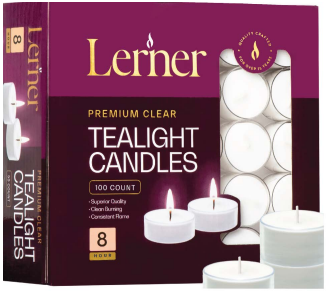 Lerner 8 hour Tealights - CLEAR