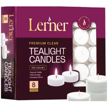 Lerner 8 hour Tealights - CLEAR